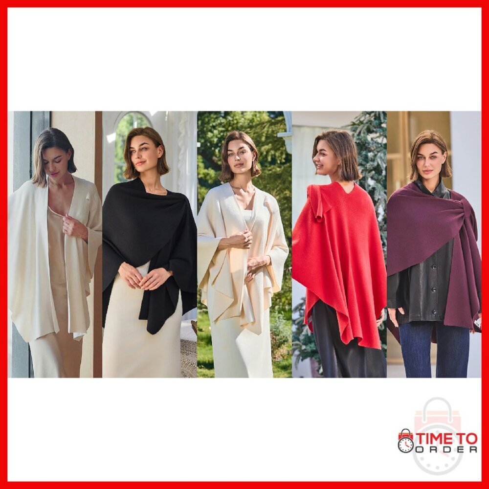 Large Knit Poncho Sweater Wrap Cape Shawl Topper for Fall Winter - Picture 8 of 8